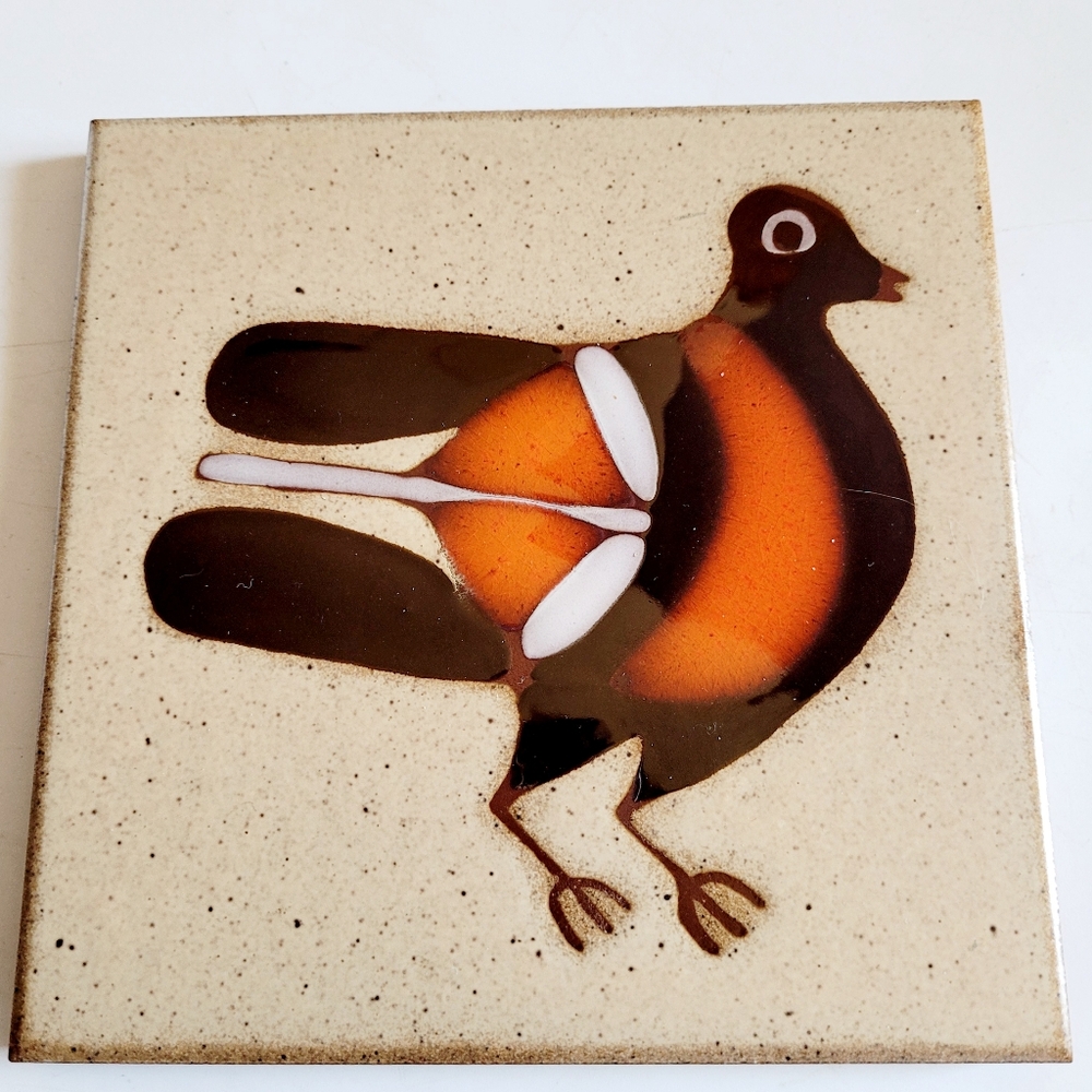 Italian Sima Ceramiche Tile Handpainted & Glazed Bird 6" x 6"